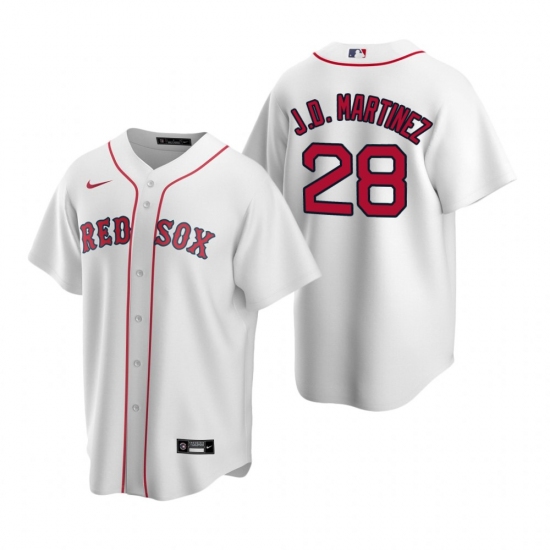 Men's Nike Boston Red Sox #28 J.D. Martinez White Home Stitched Baseball Jersey - Ujersey