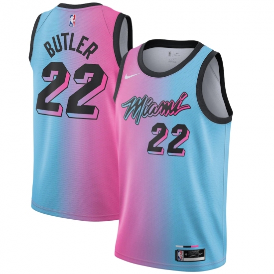 Youth Miami Heat #22 Jimmy Butler Nike Pink-Blue 2020-21 Swingman Jersey - Ujersey