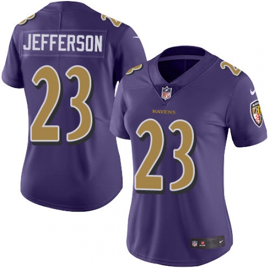 Women's Nike Baltimore Ravens #23 Tony Jefferson Limited Purple Rush Vapor Untouchable NFL Jersey - Ujersey