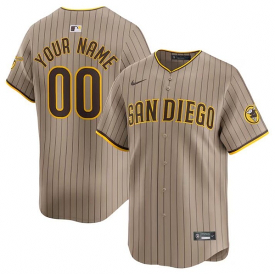 Men's San Diego Padres Customized Tan 2024 Alternate Limited Stitched Jersey