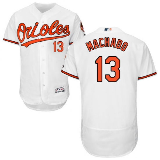 Men's Majestic Baltimore Orioles #13 Manny Machado White Home Flex Base Authentic Collection MLB Jersey - Ujersey