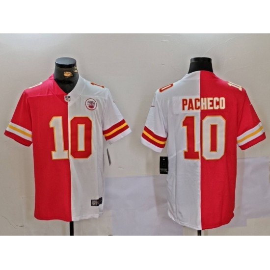 Men's Kansas City Chiefs #10 Isiah Pacheco Red White Split Vapor Limited Stitched Jersey - Ujersey