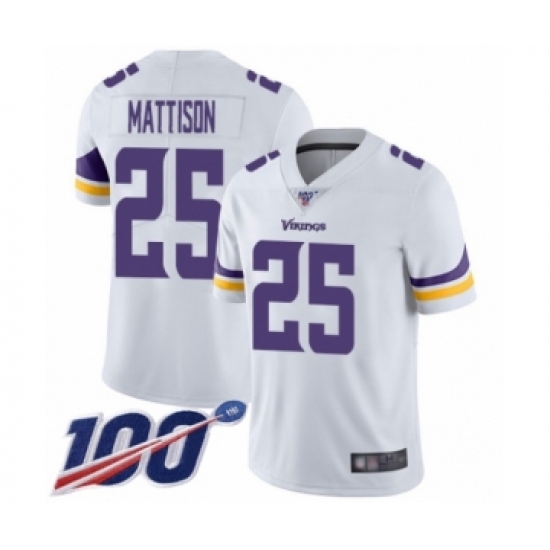 Men's Minnesota Vikings #25 Alexander Mattison White Vapor Untouchable Limited Player 100th Season Football Jersey - Ujersey