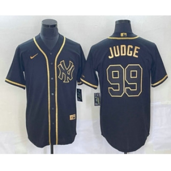 Men's New York Yankees #99 Aaron Judge Black Gold Stitched MLB Cool Base Nike Jersey - Ujersey
