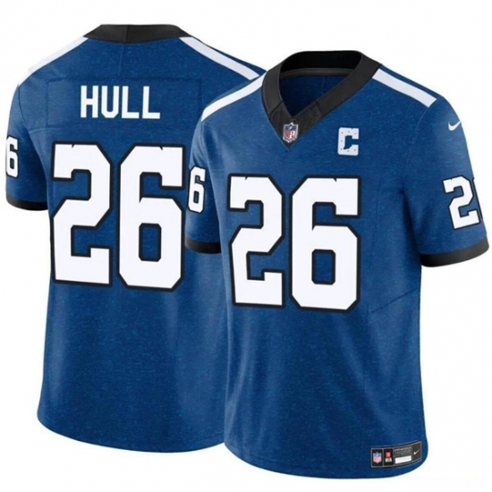 Men's Indianapolis Colts #26 Evan Hull Blue 2024 F.U.S.E. Throwback Vapor Limited Football Stitched Jersey - Ujersey