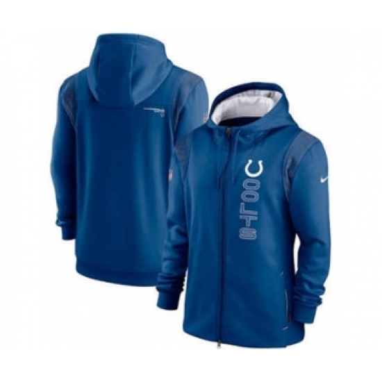 Men's Indianapolis Colts 2021 Royal Sideline Team Performance Full-Zip Hoodie - Ujersey