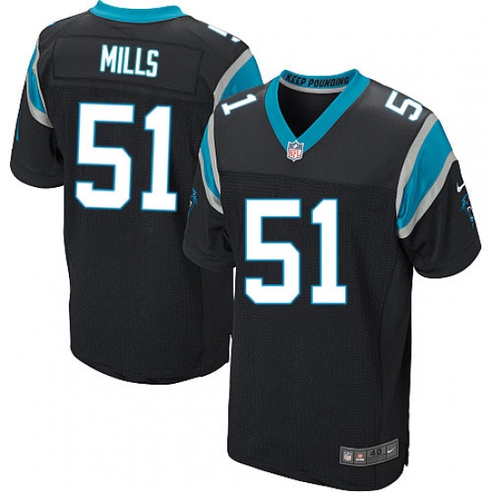 Men's Nike Carolina Panthers #51 Sam Mills Elite Black Team Color NFL Jersey - Ujersey