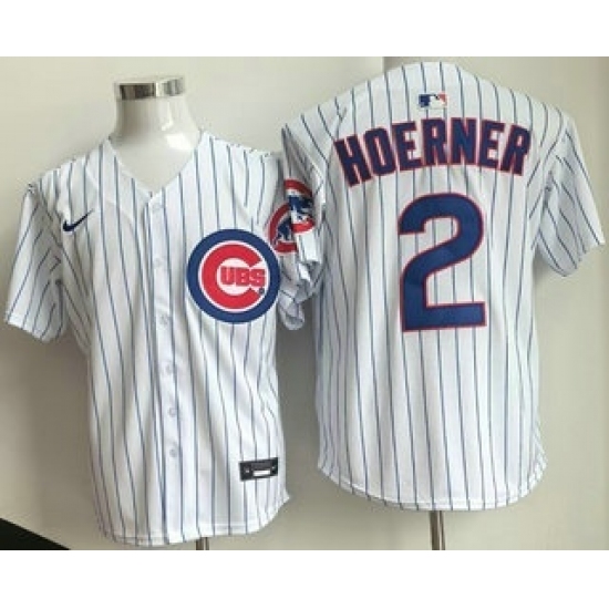 Men's Chicago Cubs #2 Nico Hoerner White Limited Cool Base Jersey