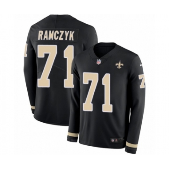 Youth Nike New Orleans Saints #71 Ryan Ramczyk Limited Black Therma Long Sleeve NFL Jersey - Ujersey
