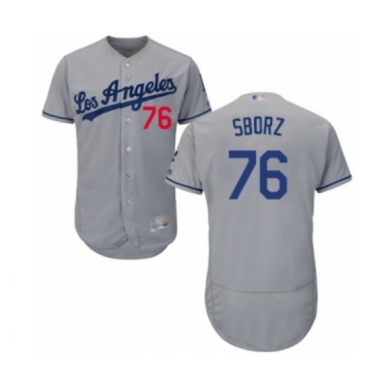 Men's Los Angeles Dodgers #76 Josh Sborz Grey Road Flex Base Authentic Collection Baseball Player Jersey