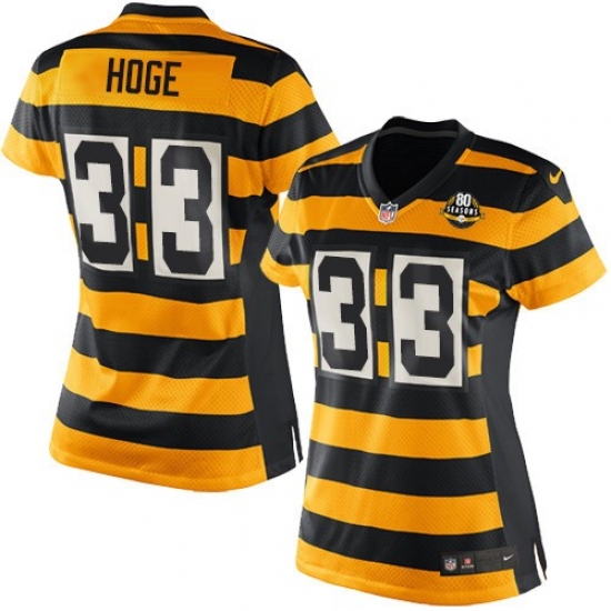 Women's Nike Pittsburgh Steelers #33 Merril Hoge Game Yellow/Black Alternate 80TH Anniversary Throwback NFL Jersey - Ujersey