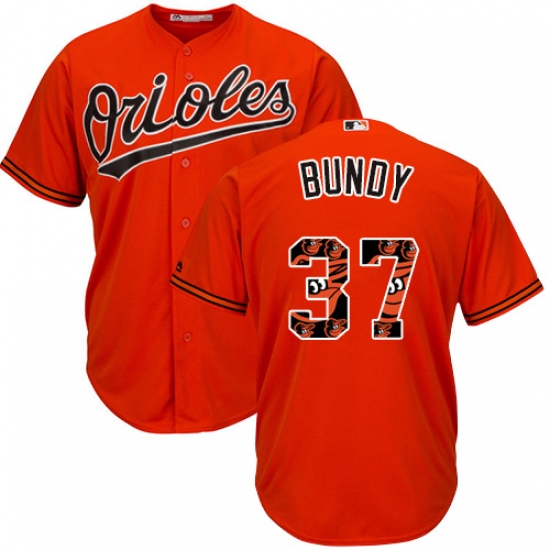 Men's Majestic Baltimore Orioles #37 Dylan Bundy Authentic Orange Team Logo Fashion Cool Base MLB Jersey - Ujersey