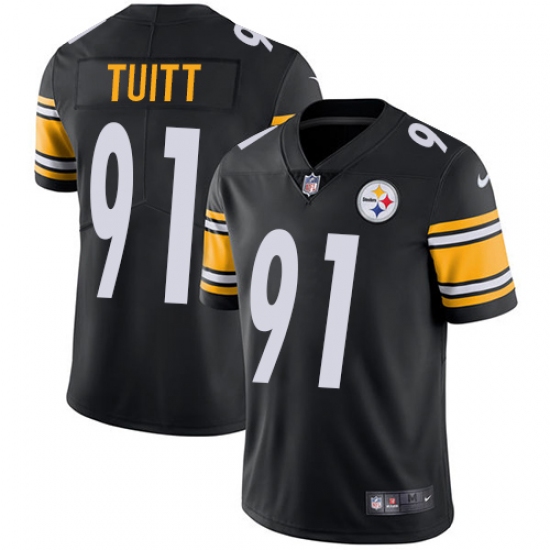 Youth Nike Pittsburgh Steelers #91 Stephon Tuitt Black Team Color Vapor Untouchable Limited Player NFL Jersey - Ujersey