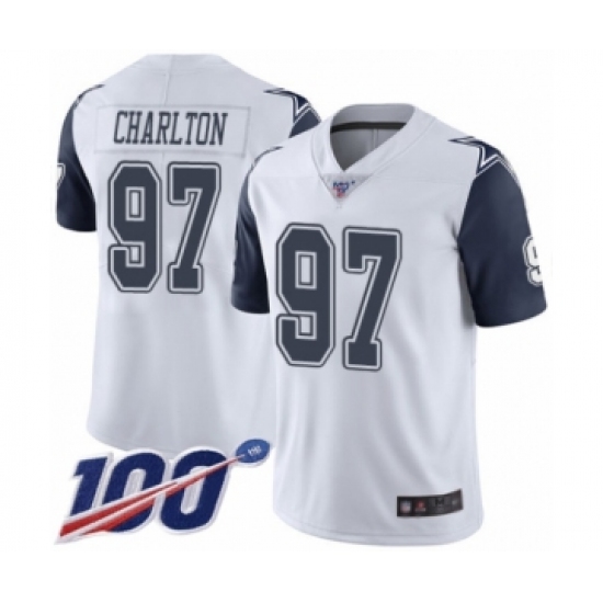 Men's Dallas Cowboys #97 Taco Charlton Limited White Rush Vapor Untouchable 100th Season Football Jersey - Ujersey