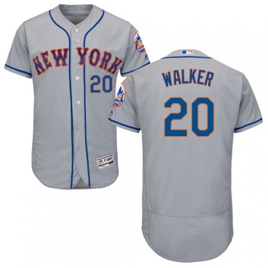 Men's Majestic New York Mets #20 Neil Walker Grey Road Flex Base Authentic Collection MLB Jersey - Ujersey