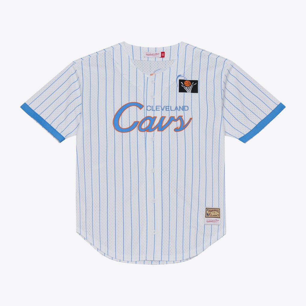 Men's Cleveland Cavaliers Mitchell & Ness White Head Coach Pinstripe Mesh Full-Button Baseball Jersey - Ujersey