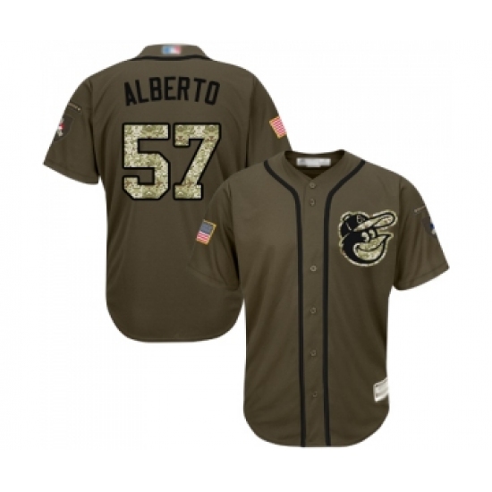 Youth Baltimore Orioles #57 Hanser Alberto Authentic Green Salute to Service Baseball Jersey - Ujersey