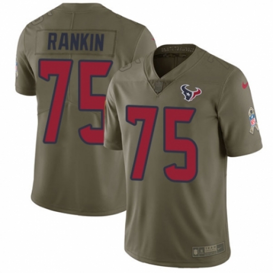 Men's Nike Houston Texans #75 Martinas Rankin Limited Olive 2017 Salute to Service NFL Jersey - Ujersey