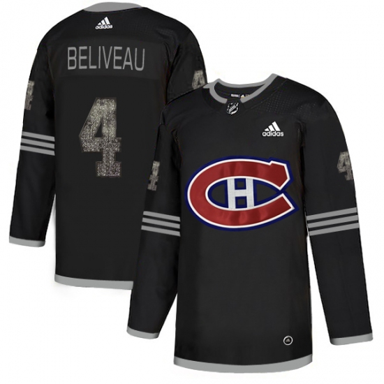 Men's Adidas Montreal Canadiens #4 Jean Beliveau Black Authentic Classic Stitched NHL Jersey - Ujersey