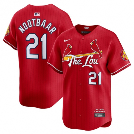 Men's St. Louis Cardinals #21 Lars Nootbaar Red 2024 City Connect Limited Stitched Baseball Jersey - Ujersey