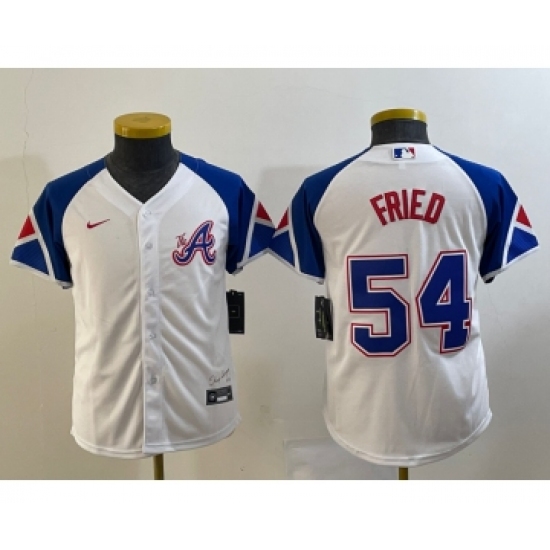 Youth Atlanta Braves #54 Max Fried White 2023 City Connect Cool Base Stitched Jersey - Ujersey
