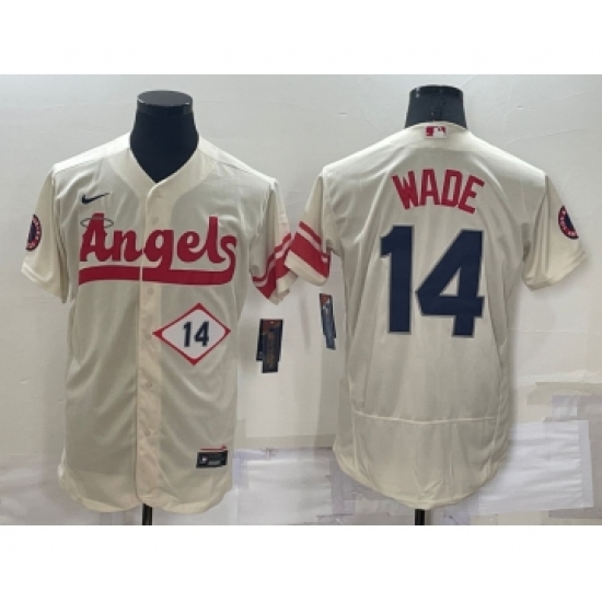 Men's Los Angeles Angels #14 Tyler Wade Number Cream 2022 City Connect Flex Base Stitched Jersey - Ujersey