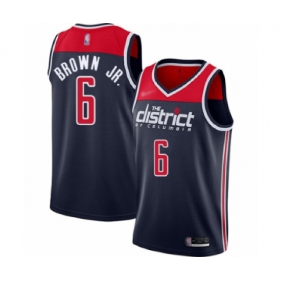 Men's Washington Wizards #6 Troy Brown Jr. Authentic Navy Blue Finished Basketball Jersey - Statement Edition - Ujersey