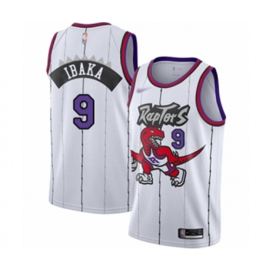 Men's Toronto Raptors #9 Serge Ibaka Authentic White Hardwood Classics Basketball Jersey - Ujersey