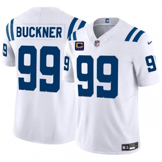 Men's Indianapolis Colts #99 DeForest Buckner White 2024 F.U.S.E. With 4-Star C Vapor Limited Stitched Football Jersey - Ujersey