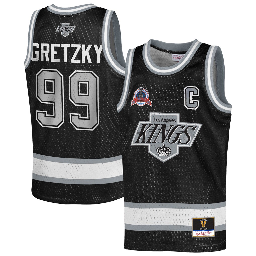 Youth Los Angeles Kings Wayne Gretzky Mitchell & Ness Black Maxxed Out Fashion Basketball Jersey - Ujersey NFL Shop
