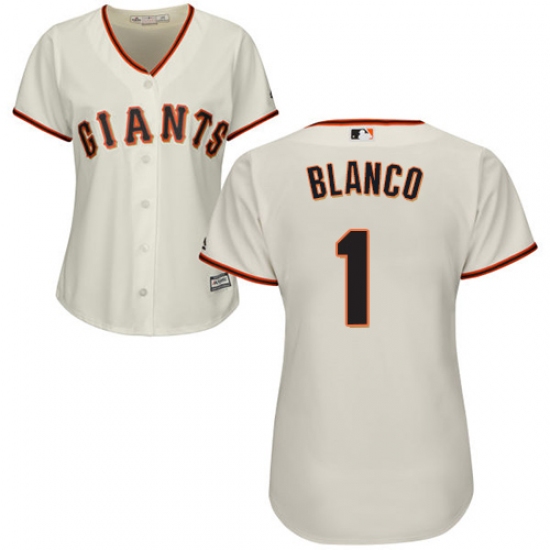 Women's Majestic San Francisco Giants #1 Gregor Blanco Authentic Cream Home Cool Base MLB Jersey