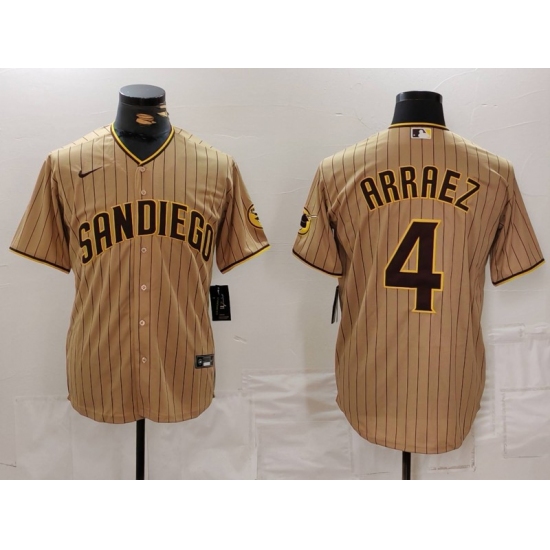 Men's San Diego Padres #4 Luis Arraez Tan Cool Base Stitched Baseball Jersey - Ujersey