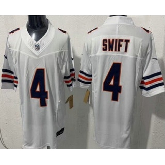 Men's Chicago Bears #4 D'Andre Swift Limited White FUSE Vapor Jersey - Ujersey