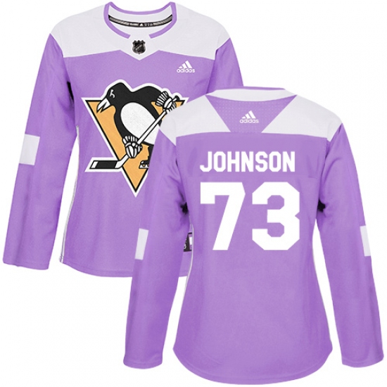 Women's Adidas Pittsburgh Penguins #73 Jack Johnson Authentic Purple Fights Cancer Practice NHL Jersey - Ujersey