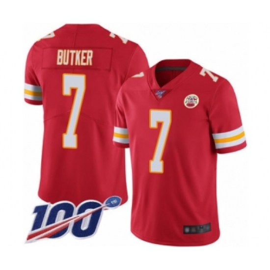 Men's Kansas City Chiefs #7 Harrison Butker Red Team Color Vapor Untouchable Limited Player 100th Season Football Jersey - Ujersey