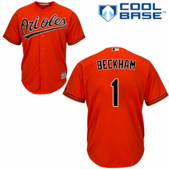 Youth Majestic Baltimore Orioles #1 Tim Beckham Replica Orange Alternate Cool Base MLB Jersey - Ujersey