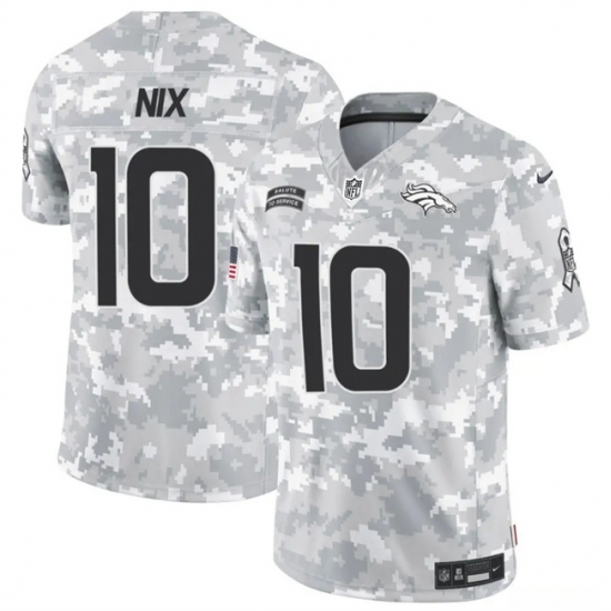 Men's Denver Broncos #10 Bo Nix 2024 F.U.S.E Arctic Camo Salute To Service Limited Stitched Football Jersey - Ujersey