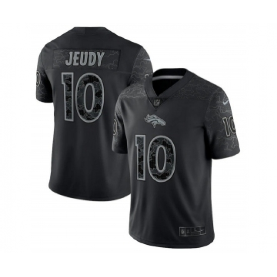 Men's Denver Broncos #10 Jerry Jeudy Black Reflective Limited Stitched Football Jersey - Ujersey