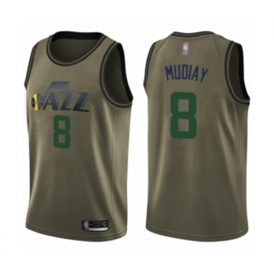 Youth Utah Jazz #8 Emmanuel Mudiay Swingman Green Salute to Service Basketball Jersey - Ujersey