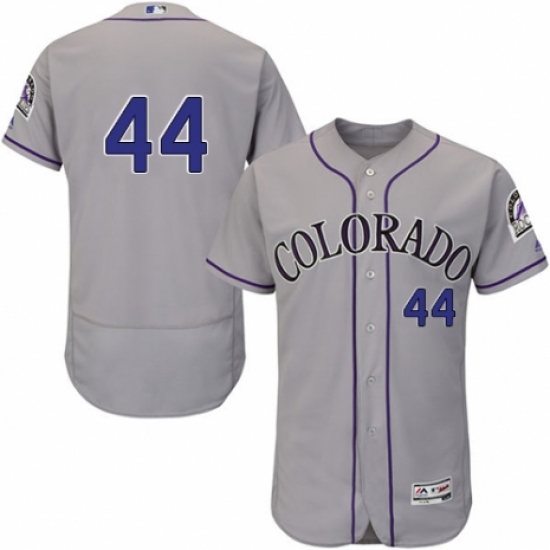 Men's Majestic Colorado Rockies #44 Tyler Anderson Grey Road Flex Base Authentic Collection MLB Jersey - Ujersey