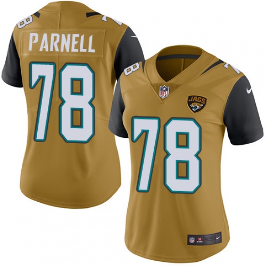 Women's Nike Jacksonville Jaguars #78 Jermey Parnell Limited Gold Rush Vapor Untouchable NFL Jersey - Ujersey