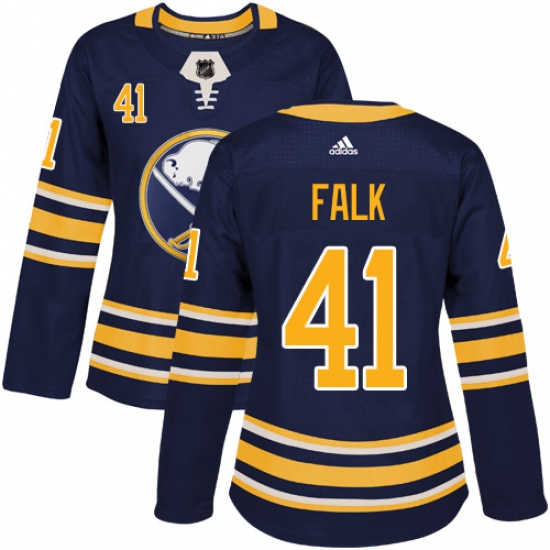 Women's Adidas Buffalo Sabres #41 Justin Falk Authentic Navy Blue Home NHL Jersey - Ujersey
