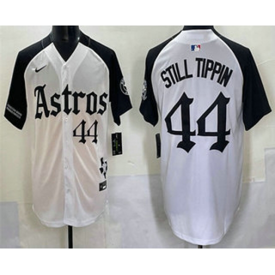 Men's Houston Astros #44 Still Tippin White Black Gothic Houston Born Barrio Raised Limited Stitched Baseball Jersey - Ujersey