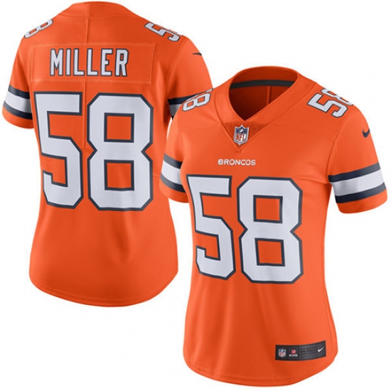 Women's Nike Denver Broncos #58 Von Miller Limited Orange Rush Vapor Untouchable NFL Jersey - Ujersey