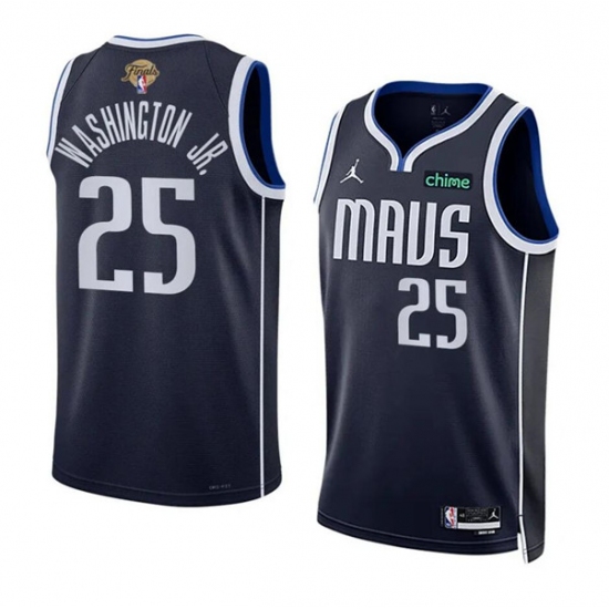 Men's Dallas Mavericks #25 P.J. Washington Jr. Navy 2024 Finals Statement Edition Stitched Basketball Jersey - Ujersey