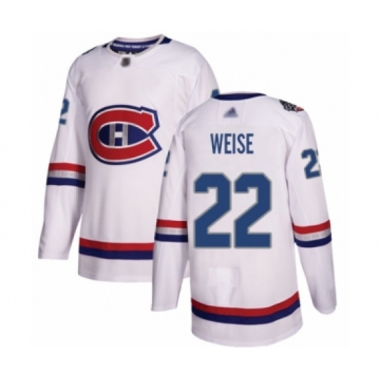 Men's Montreal Canadiens #22 Dale Weise Authentic White 2017 100 Classic Hockey Jersey - Ujersey