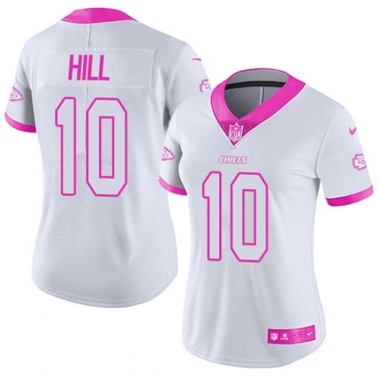 Women's Nike Kansas City Chiefs #10 Tyreek Hill Limited White/Pink Rush Fashion NFL Jersey - Ujersey