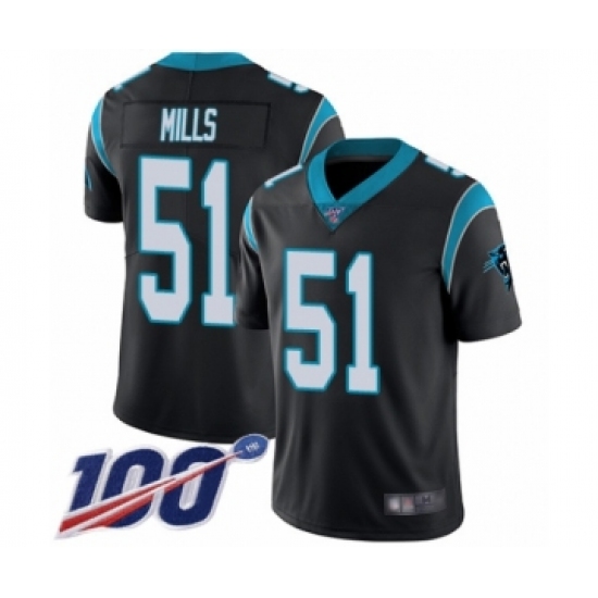 Men's Carolina Panthers #51 Sam Mills Black Team Color Vapor Untouchable Limited Player 100th Season Football Jersey - Ujersey
