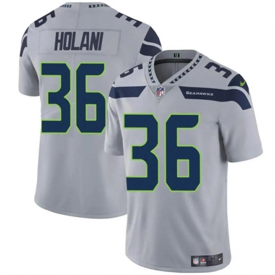 Men's Seattle Seahawks #36 George Holani Gray Vapor Limited Football Stitched Jersey - Ujersey