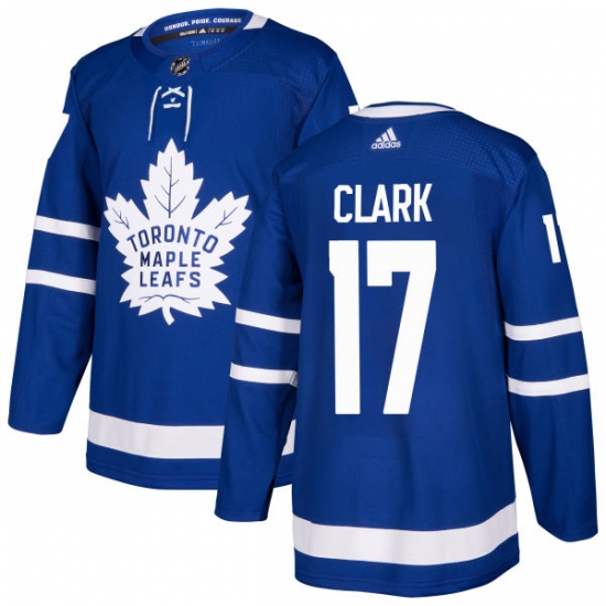 Men's Adidas Toronto Maple Leafs #17 Wendel Clark Authentic Royal Blue Home NHL Jersey - Ujersey